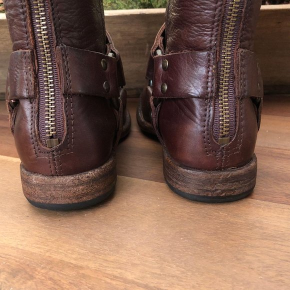 Frye Phillip Harness Tall Washed Leather Rare - Picture 6 of 16